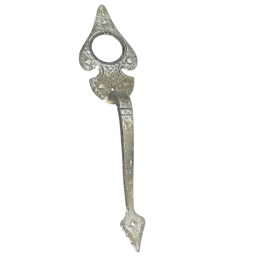 1940s Gothic Medieval Style Arrow Head Door Plate with Thumb Latch Silver Tone